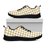 Green And Orange Tattersall Print Black Sneakers