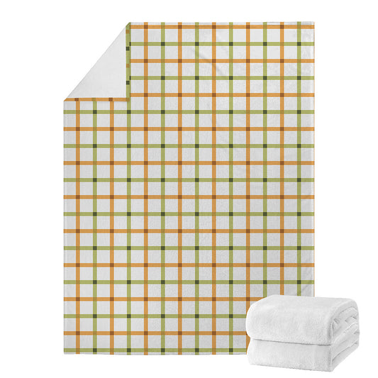 Green And Orange Tattersall Print Blanket