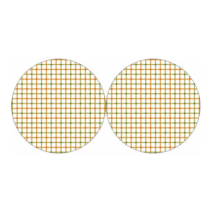 Green And Orange Tattersall Print Car Coasters