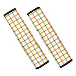 Green And Orange Tattersall Print Car Seat Belt Covers