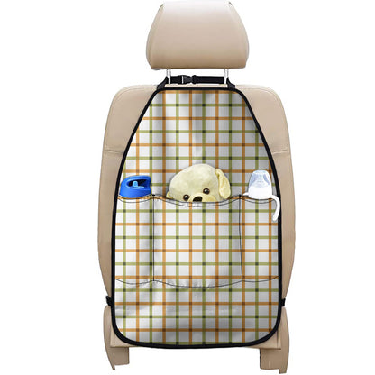 Green And Orange Tattersall Print Car Seat Organizers