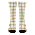 Green And Orange Tattersall Print Crew Socks