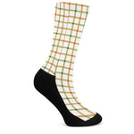 Green And Orange Tattersall Print Crew Socks