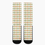 Green And Orange Tattersall Print Crew Socks