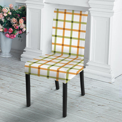 Green And Orange Tattersall Print Dining Chair Slipcover