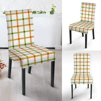 Green And Orange Tattersall Print Dining Chair Slipcover