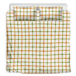 Green And Orange Tattersall Print Duvet Cover Bedding Set