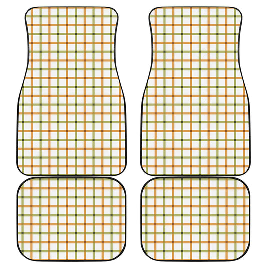 Green And Orange Tattersall Print Front and Back Car Floor Mats