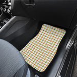 Green And Orange Tattersall Print Front and Back Car Floor Mats