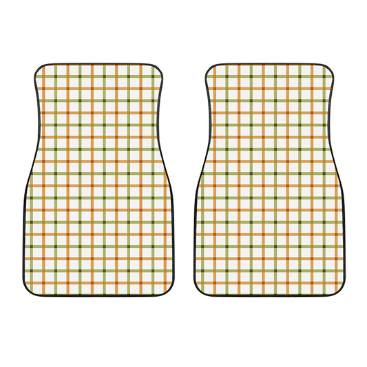 Green And Orange Tattersall Print Front Car Floor Mats
