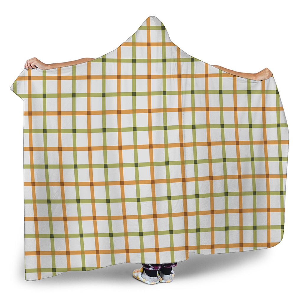 Green And Orange Tattersall Print Hooded Blanket