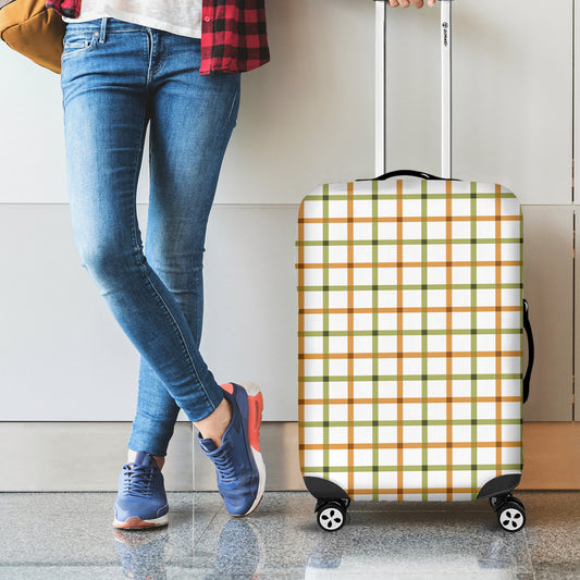 Green And Orange Tattersall Print Luggage Cover