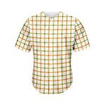 Green And Orange Tattersall Print Men's Baseball Jersey