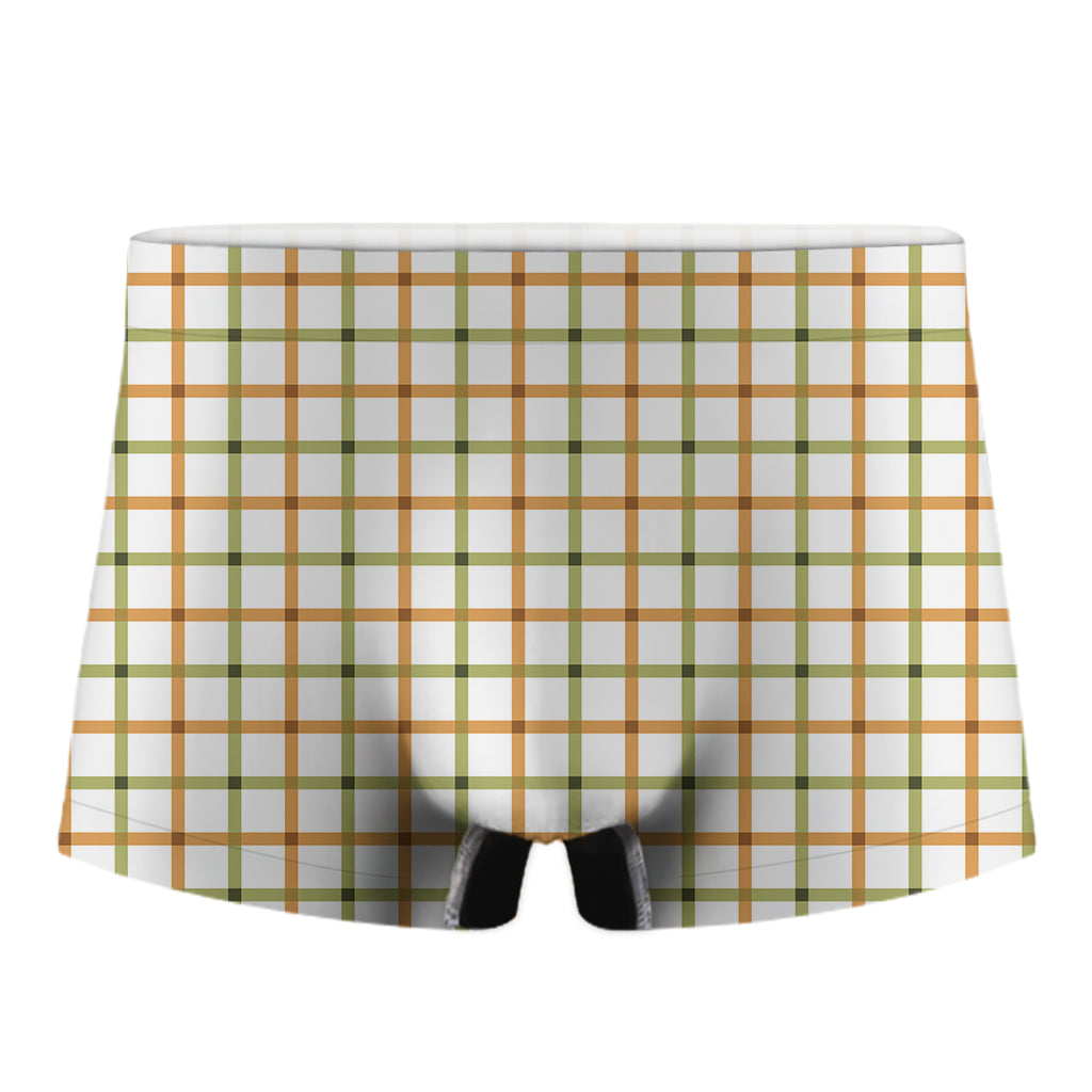 Green And Orange Tattersall Print Men's Boxer Briefs