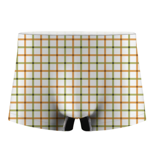 Green And Orange Tattersall Print Men's Boxer Briefs