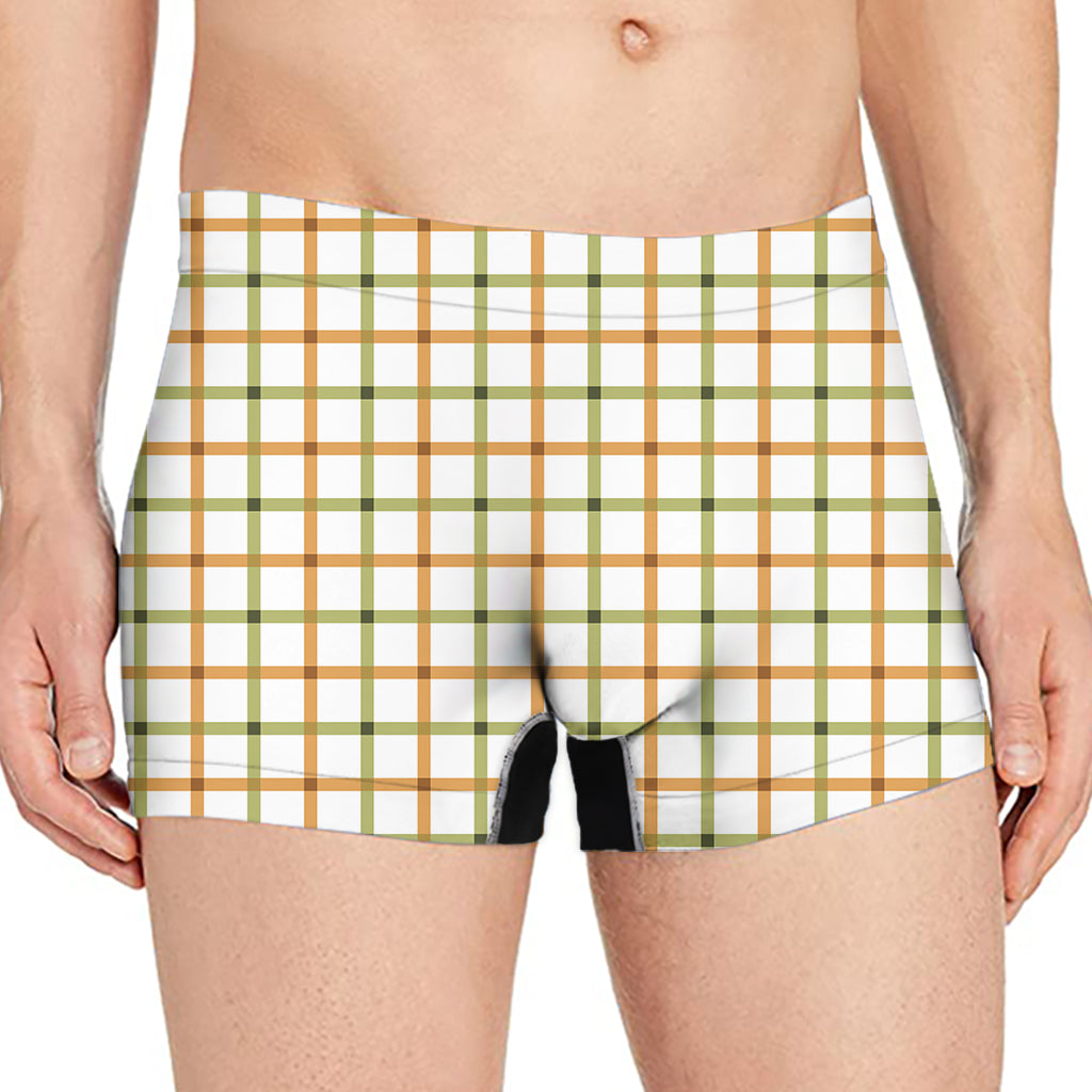 Green And Orange Tattersall Print Men's Boxer Briefs