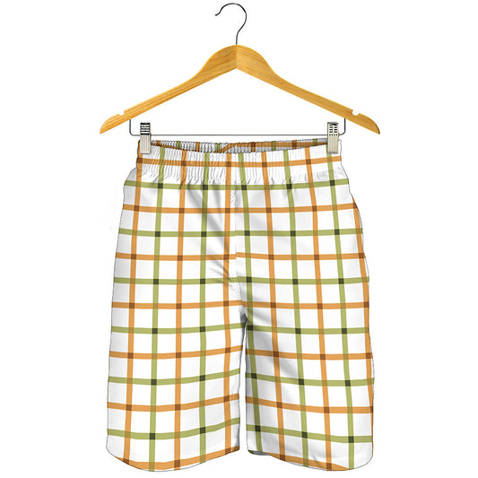 Green And Orange Tattersall Print Men's Shorts