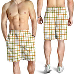 Green And Orange Tattersall Print Men's Shorts