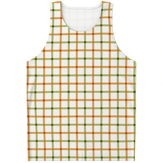 Green And Orange Tattersall Print Men's Tank Top