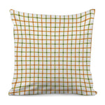 Green And Orange Tattersall Print Pillow Cover