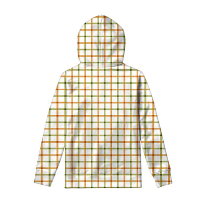 Green And Orange Tattersall Print Pullover Hoodie