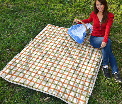Green And Orange Tattersall Print Quilt