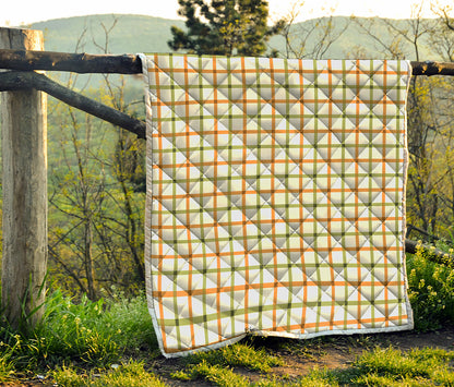 Green And Orange Tattersall Print Quilt