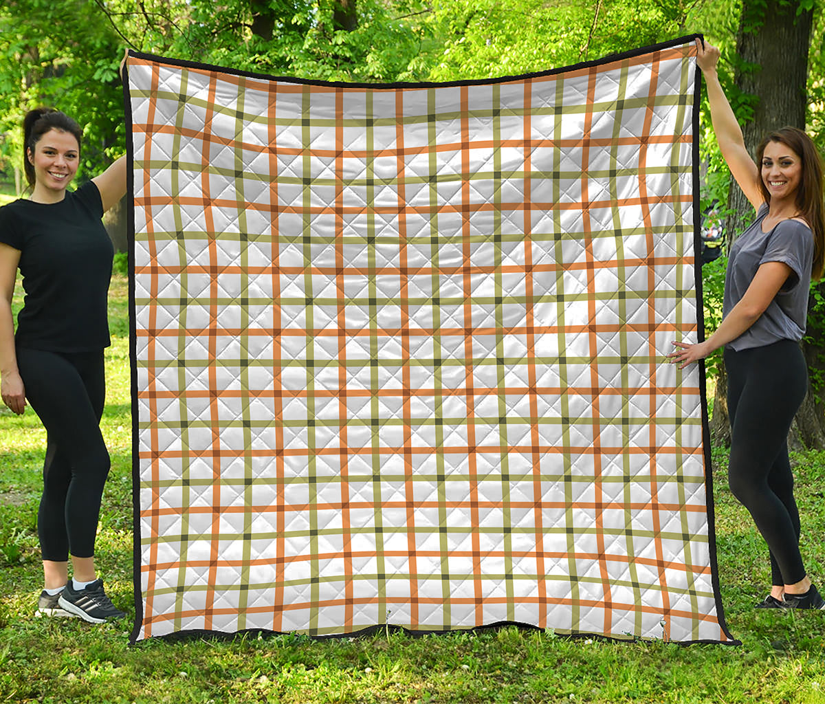 Green And Orange Tattersall Print Quilt