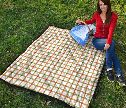 Green And Orange Tattersall Print Quilt