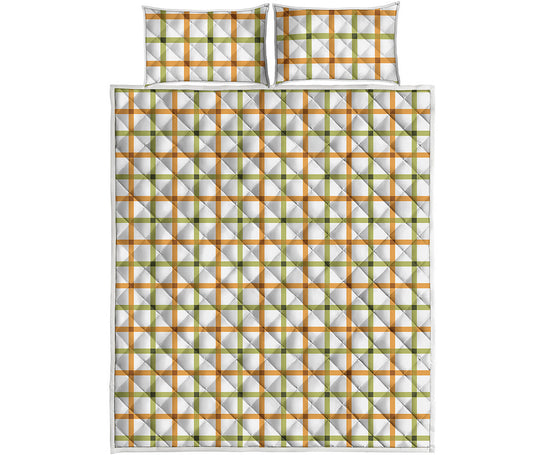 Green And Orange Tattersall Print Quilt Bed Set