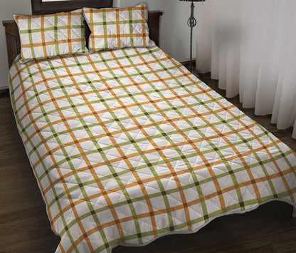 Green And Orange Tattersall Print Quilt Bed Set
