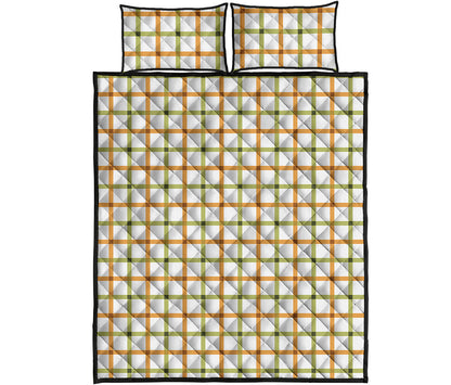 Green And Orange Tattersall Print Quilt Bed Set