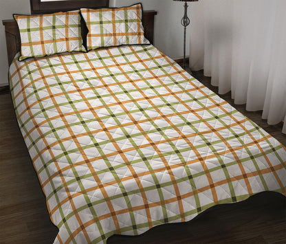 Green And Orange Tattersall Print Quilt Bed Set
