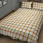 Green And Orange Tattersall Print Quilt Bed Set