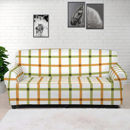Green And Orange Tattersall Print Sofa Cover