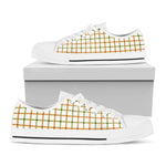 Green And Orange Tattersall Print White Low Top Shoes
