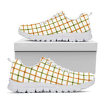 Green And Orange Tattersall Print White Sneakers