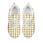 Green And Orange Tattersall Print White Sneakers