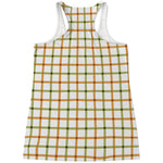Green And Orange Tattersall Print Women's Racerback Tank Top