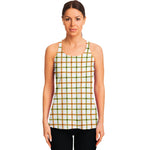 Green And Orange Tattersall Print Women's Racerback Tank Top