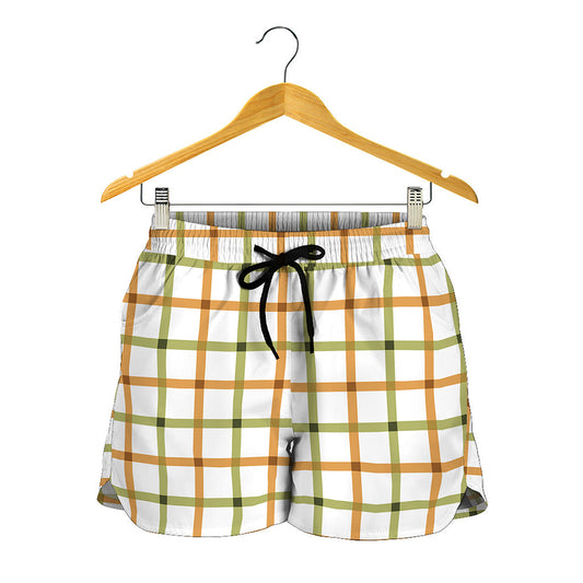 Green And Orange Tattersall Print Women's Shorts