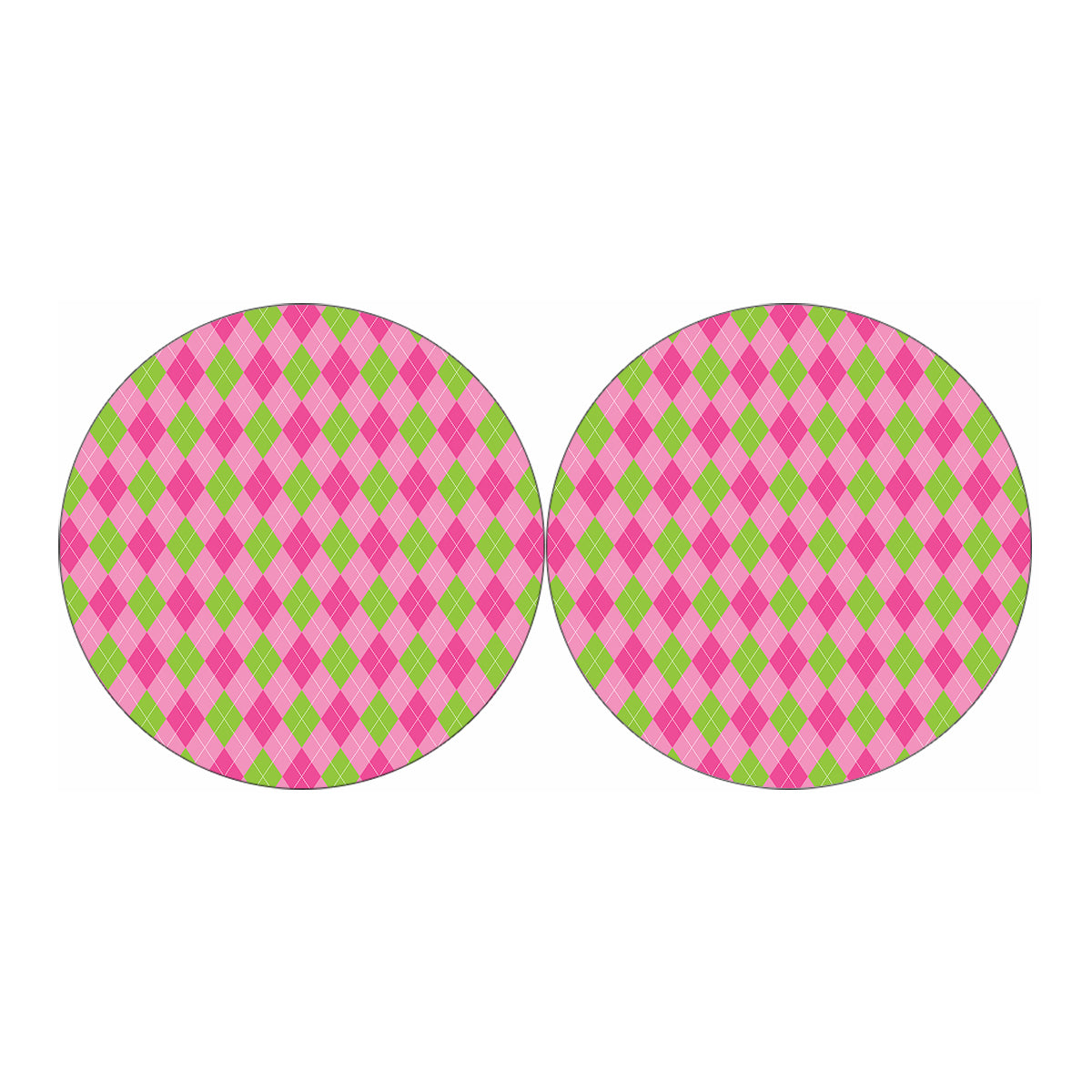 Green And Pink Argyle Pattern Print Car Coasters