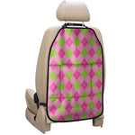 Green And Pink Argyle Pattern Print Car Seat Organizers