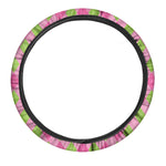 Green And Pink Argyle Pattern Print Car Steering Wheel Cover