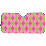 Green And Pink Argyle Pattern Print Car Sun Shade