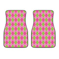 Green And Pink Argyle Pattern Print Front Car Floor Mats