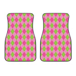 Green And Pink Argyle Pattern Print Front Car Floor Mats