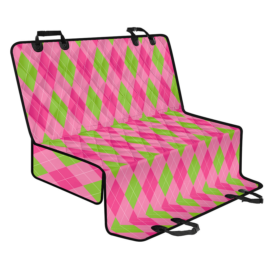 Green And Pink Argyle Pattern Print Pet Car Back Seat Cover