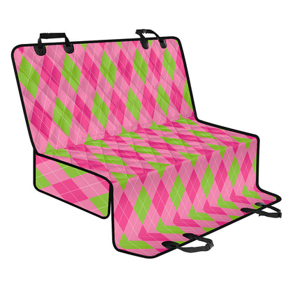 Green And Pink Argyle Pattern Print Pet Car Back Seat Cover
