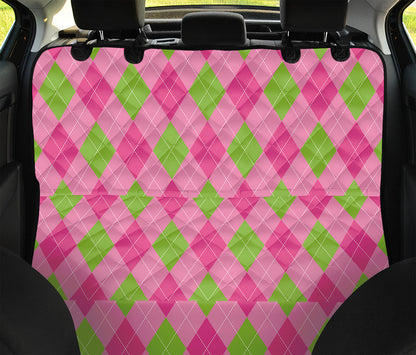 Green And Pink Argyle Pattern Print Pet Car Back Seat Cover